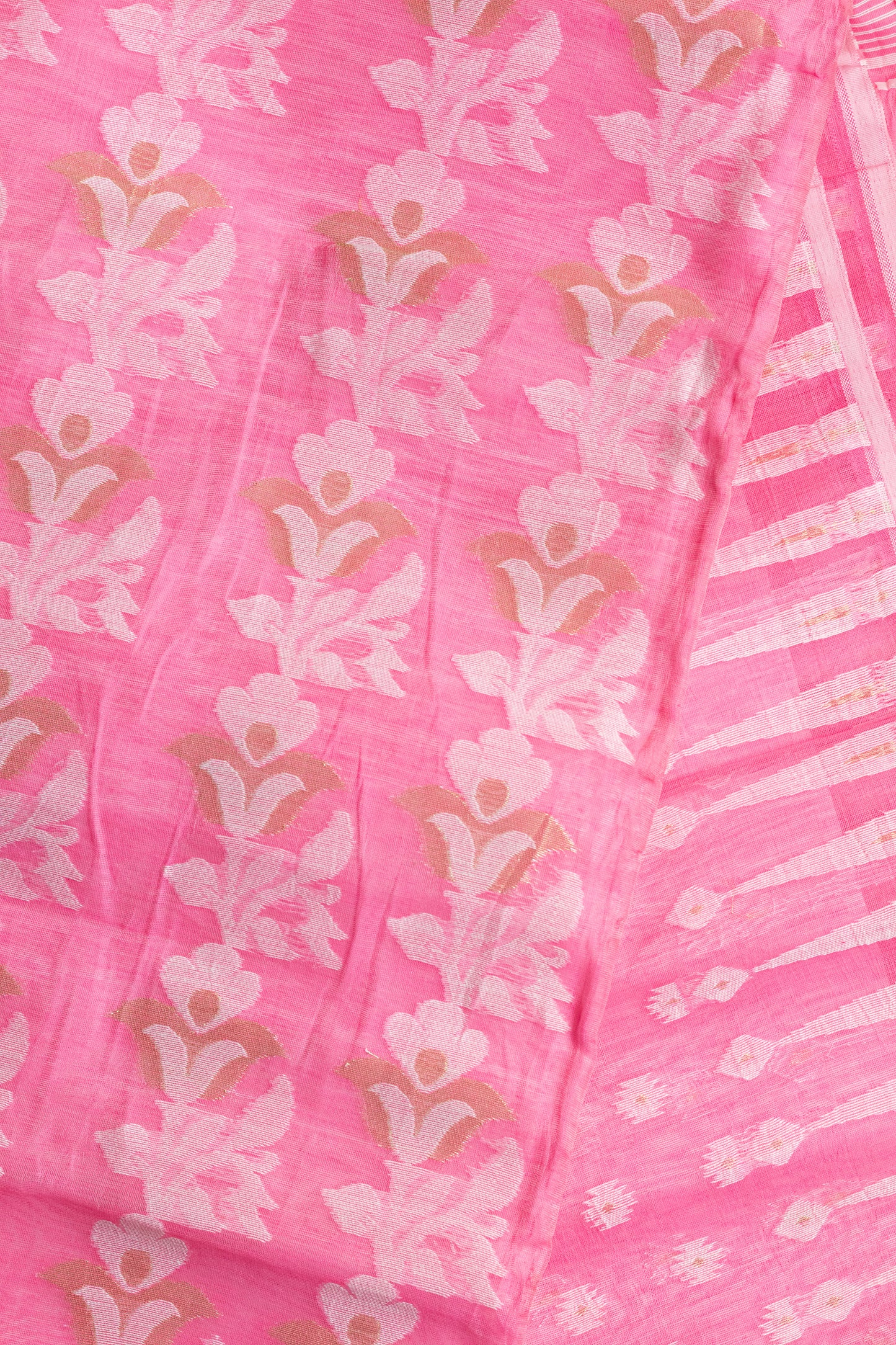 Pink Cotton Jamdani Saree
