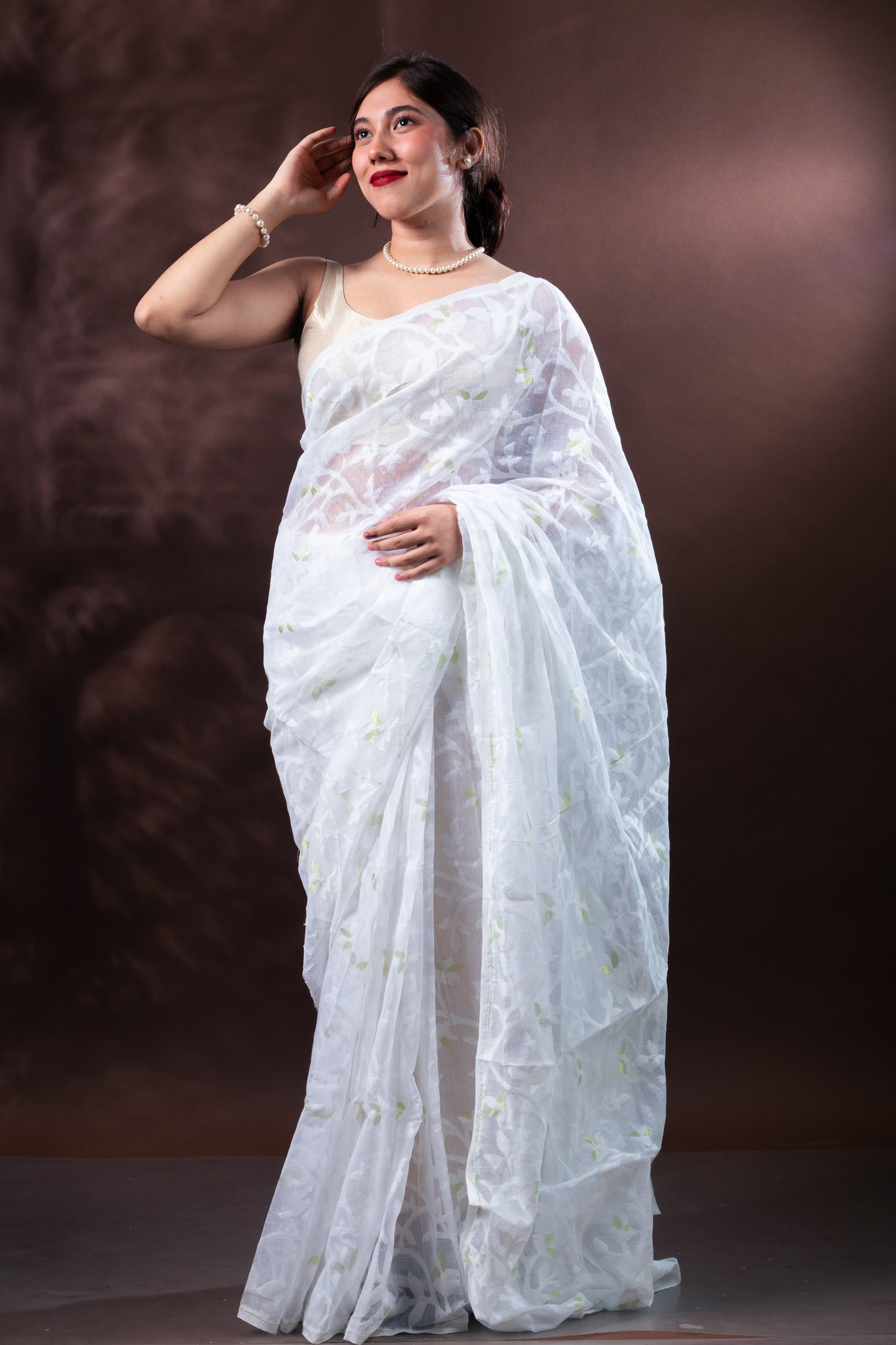 White Elegant Pure Cotton Handloom Saree