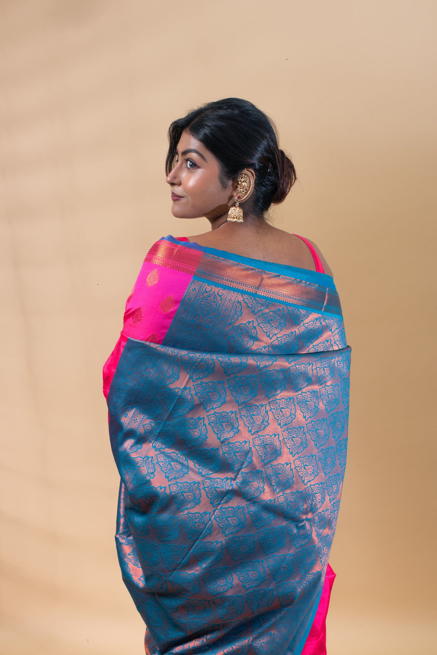 Rani and Copper light South Silk Saree with Blouse Piece