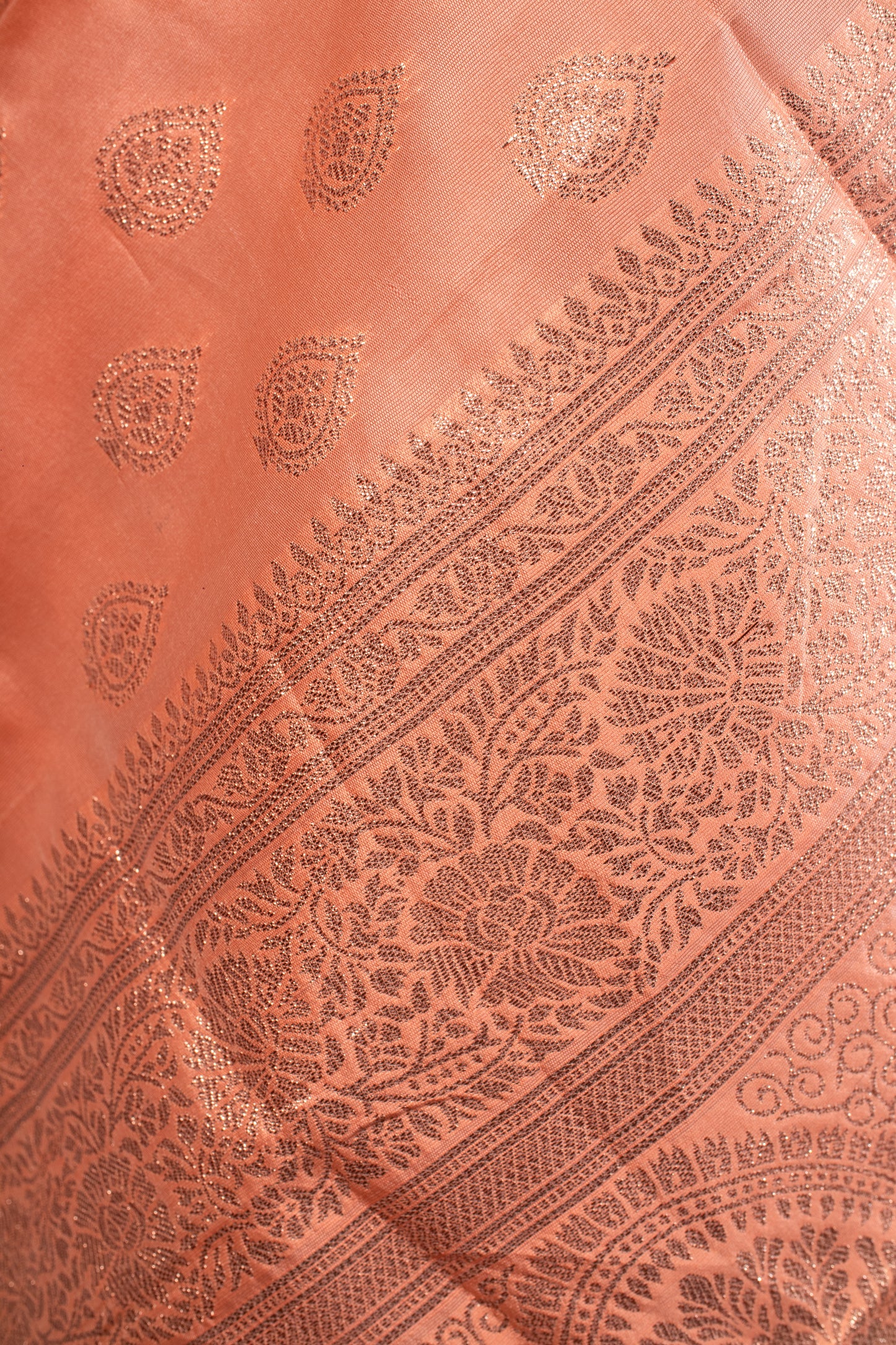 Peach Chanderi Silk Saree with Blouse Piece