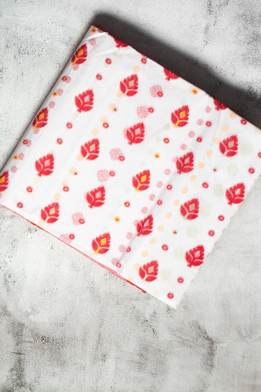 Red & White Pure Cotton Dhakai Jamdani Saree