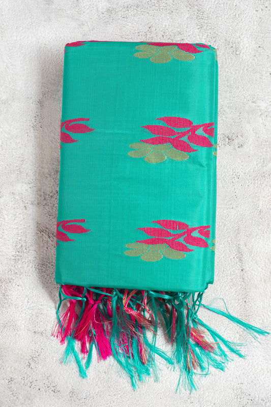 Green Exquisite Handwoven Cotton Tussar Matka Saree