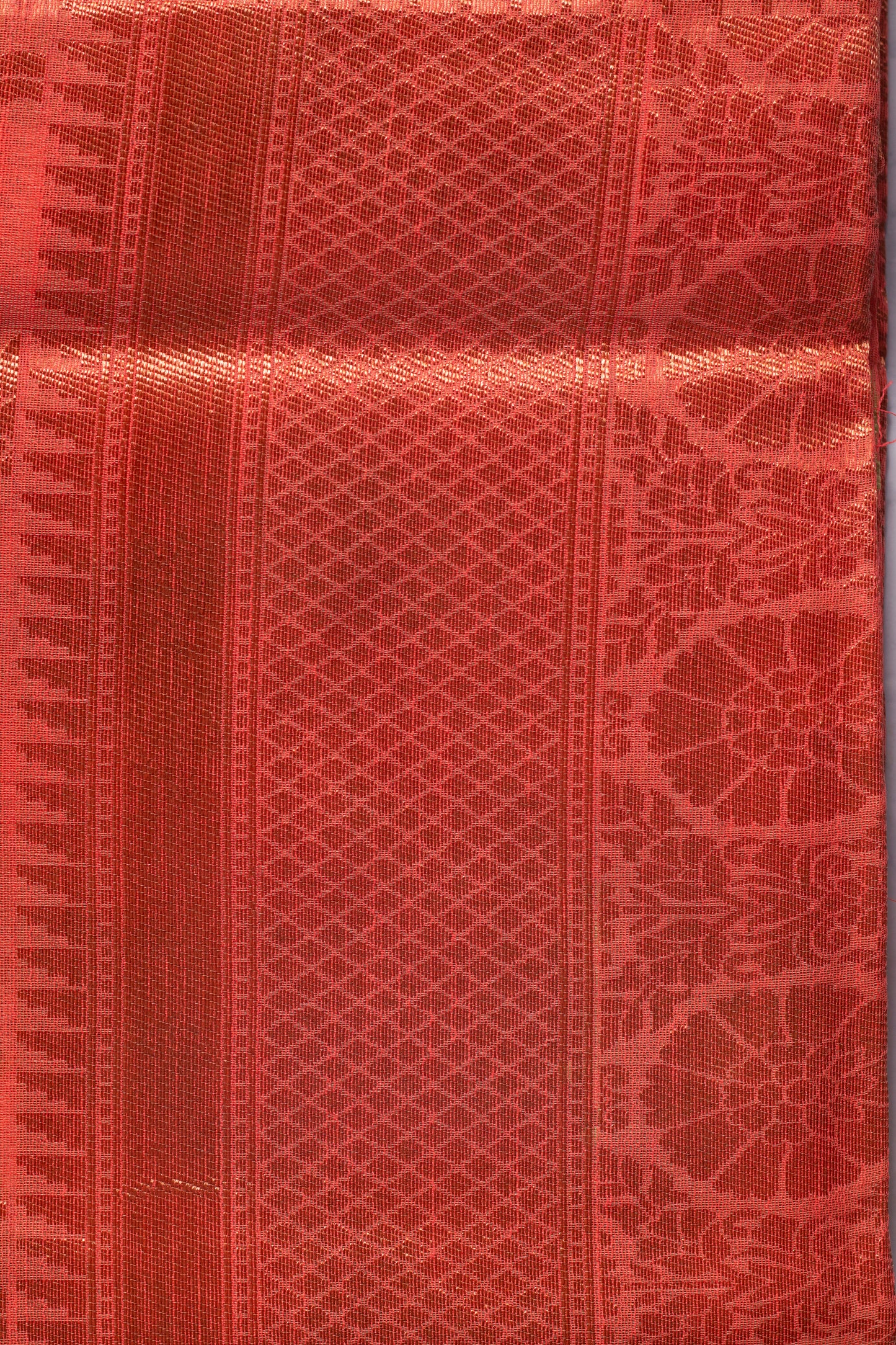 Tangerine Soft Silk Handloom Saree with Blouse Piece