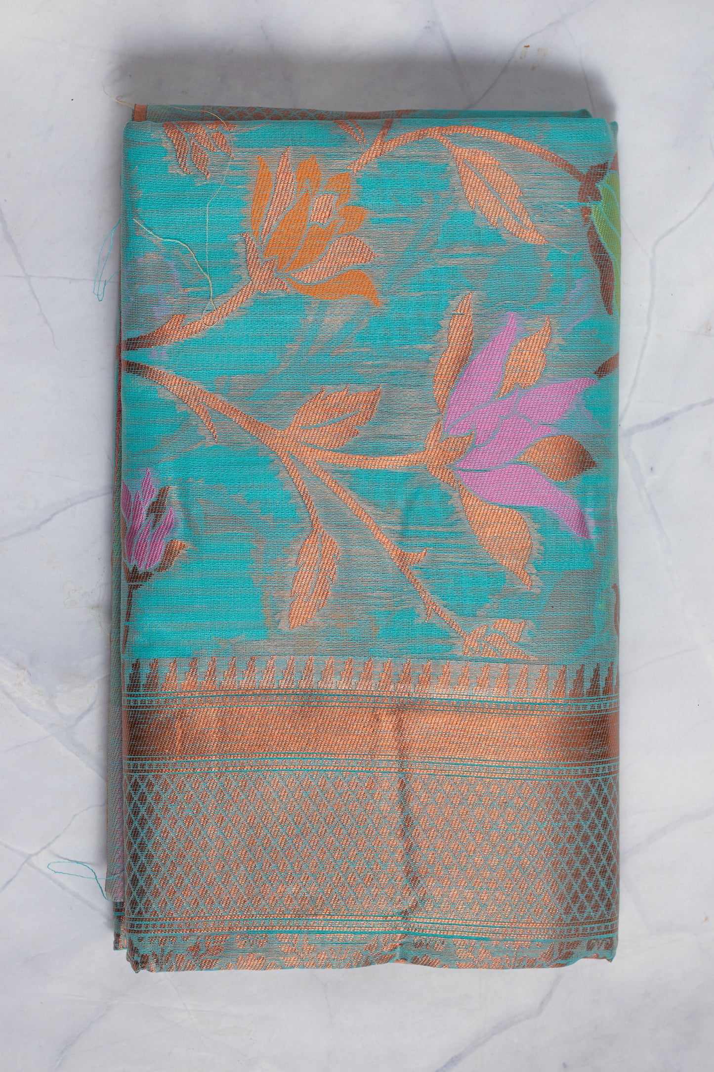 Blue Soft Silk Handloom Saree with Blouse Piece