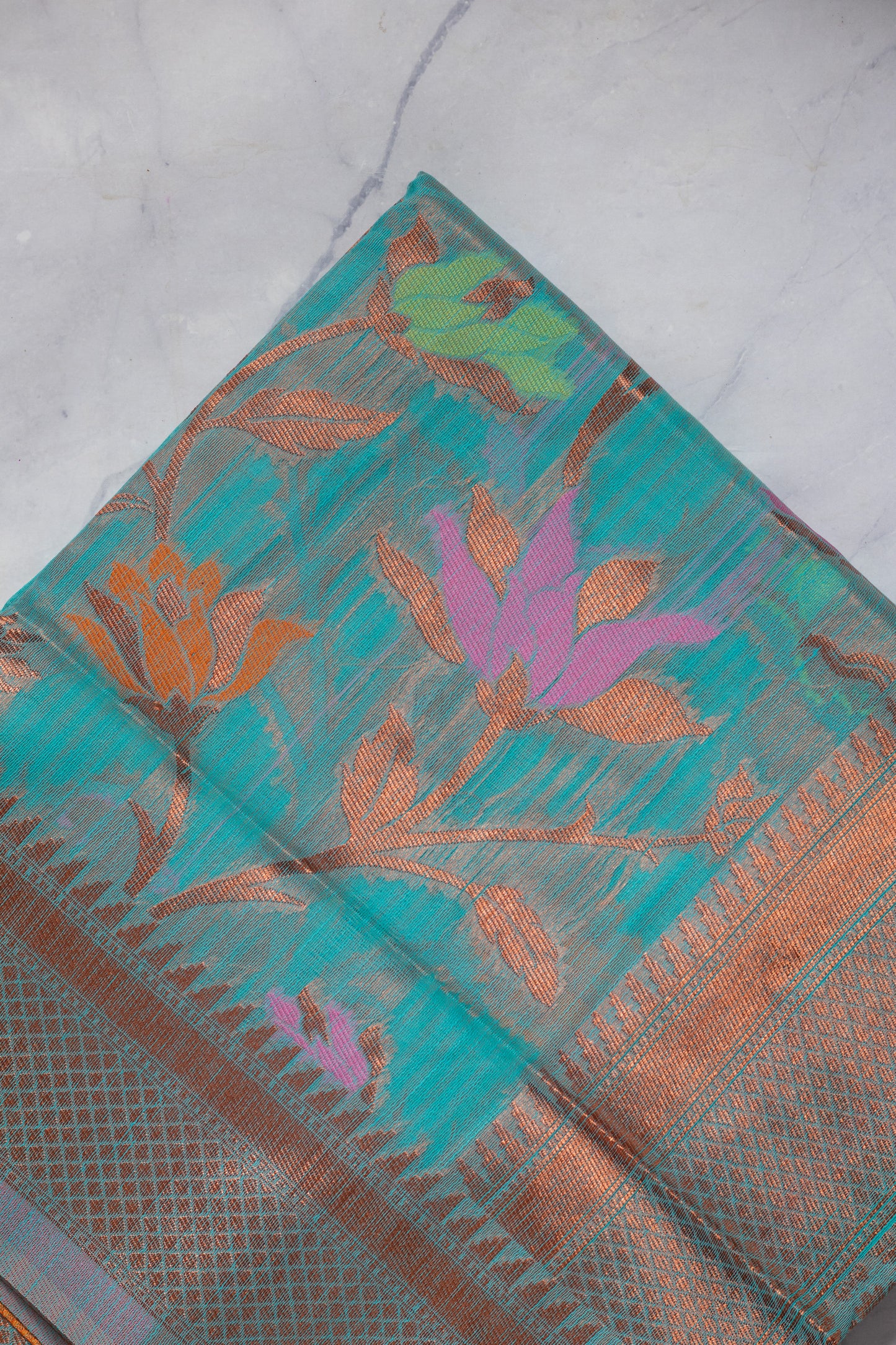 Blue Soft Silk Handloom Saree with Blouse Piece