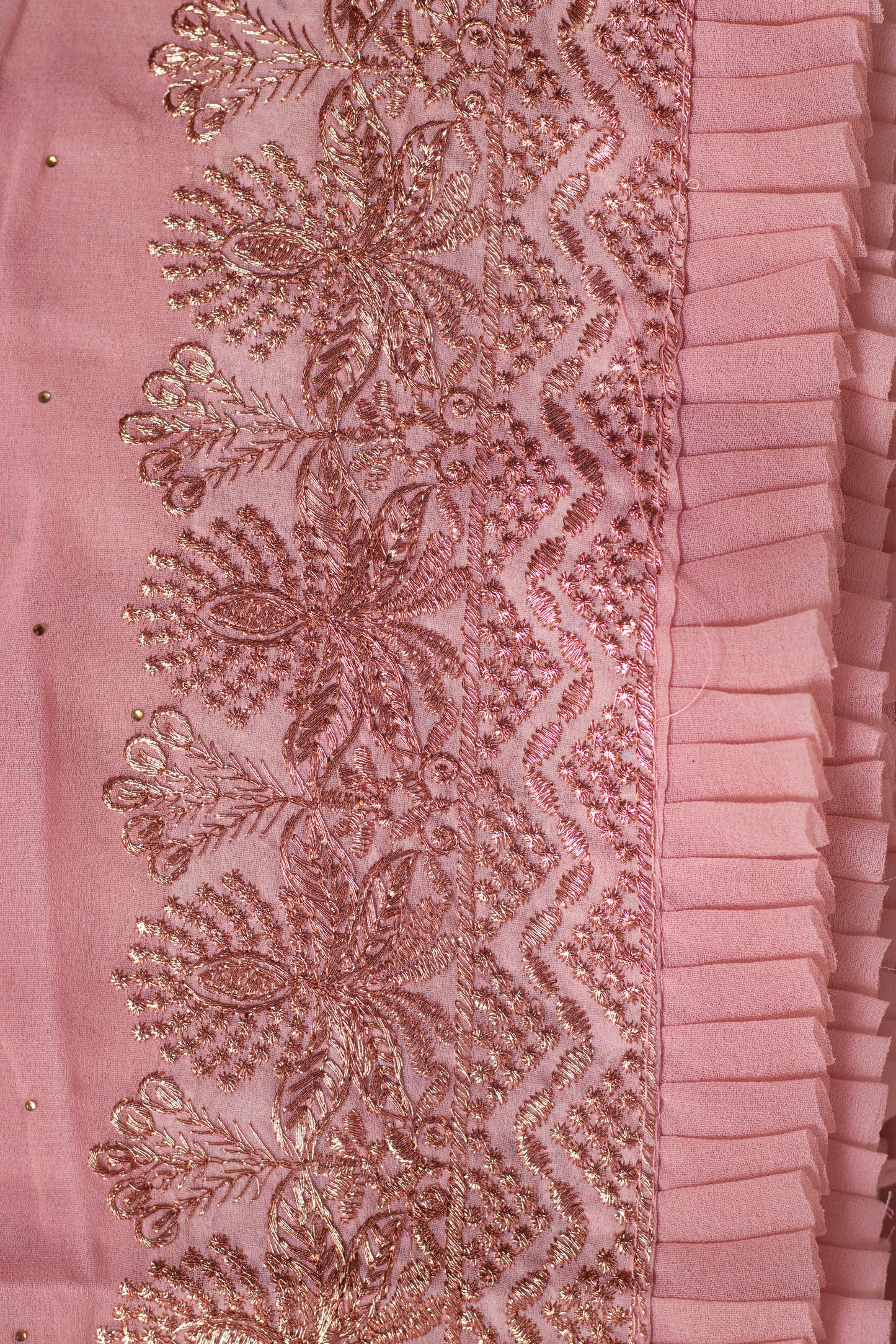 Soft Peach Floral Embroidered Georgette Saree with Blouse Piece