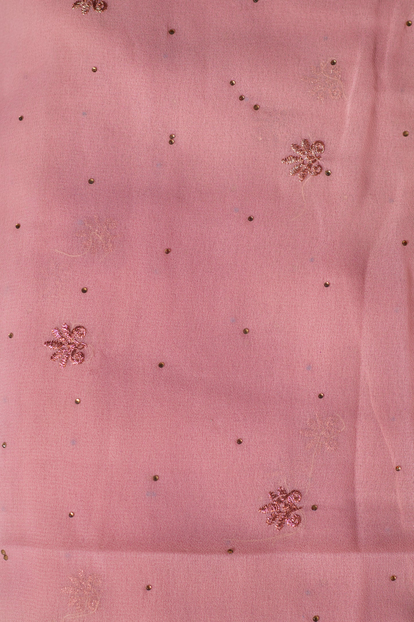 Soft Peach Floral Embroidered Georgette Saree with Blouse Piece