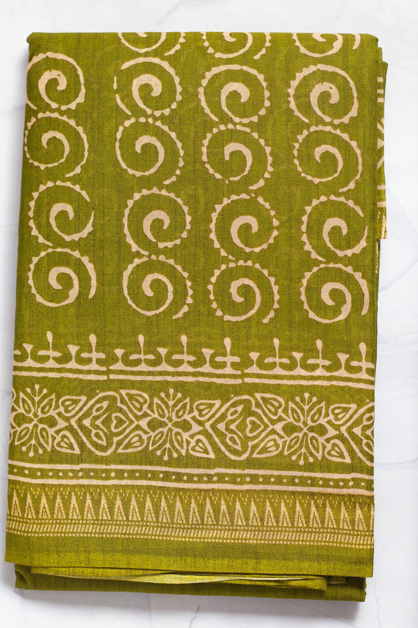 Green Printed Ultra Light Pure Malai Cotton Saree