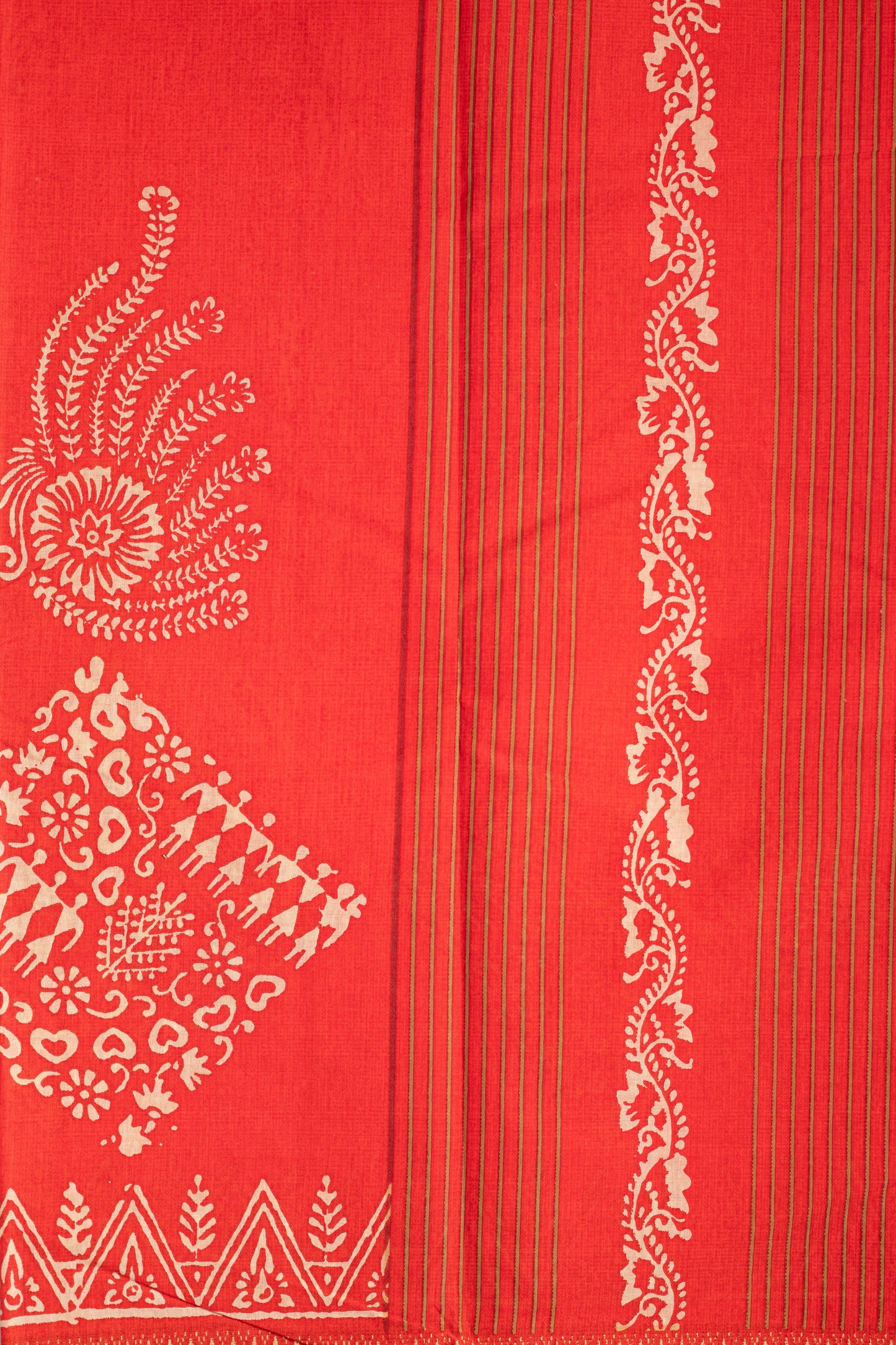 Red Printed Ultra Light Pure Malai Cotton Saree