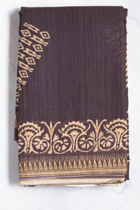 Chocolate Printed Ultra Light Pure Malai Cotton Saree
