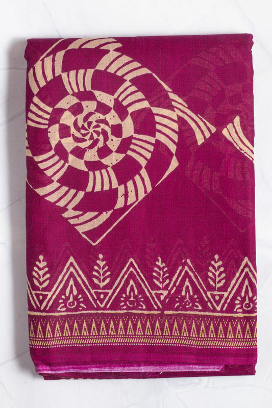 Violet Printed Ultra Light Pure Malai Cotton Saree